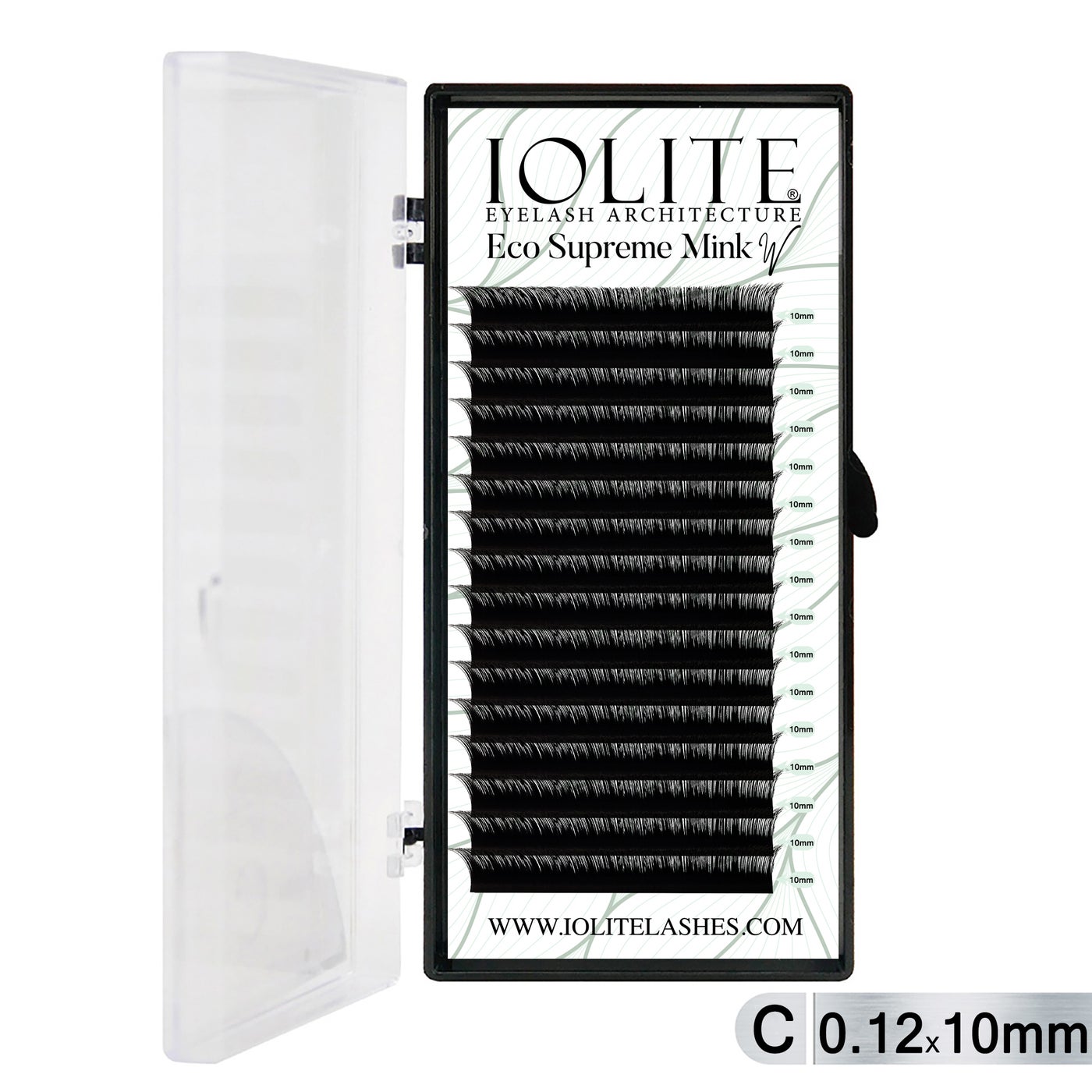 Iolite Eco Supreme Mink W Lashes C Curl – 0.12T Mix & 6mm–15mm | Pre-Fanned Volume Lash Extension Trays for Professional Lash Artists ISMWC12T - 10MM