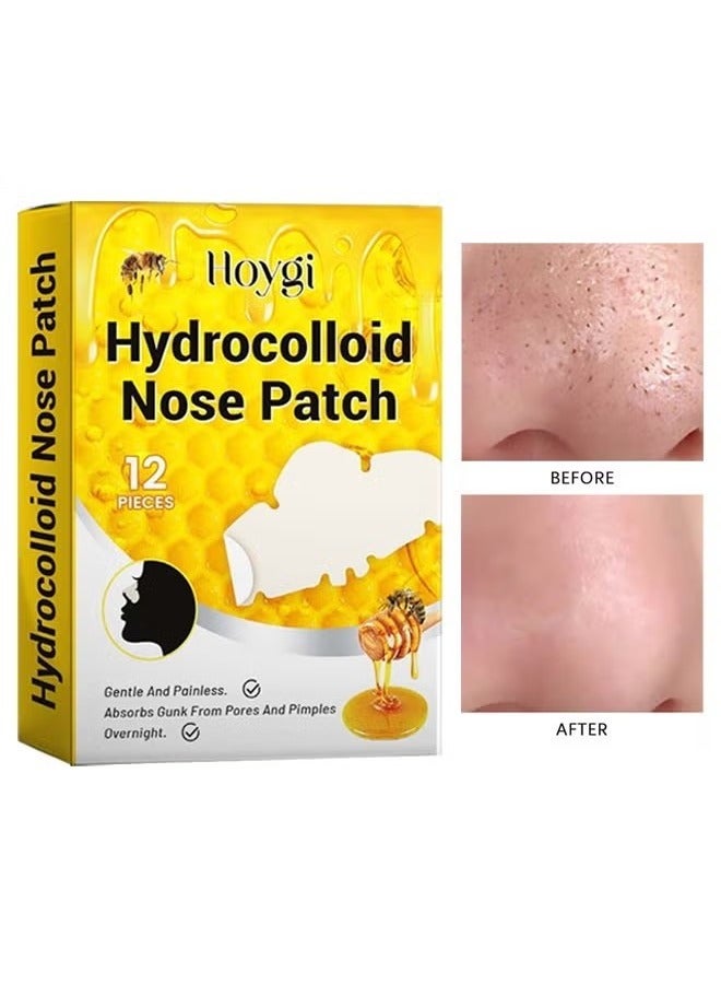 Hydrocolloid Nose Patch,Cleansing Pore Strip for Nose Pores, Pimples, Zits and Oil - Overnight Pore Strips to Absorb Acne Nose Gunk 12Pieces