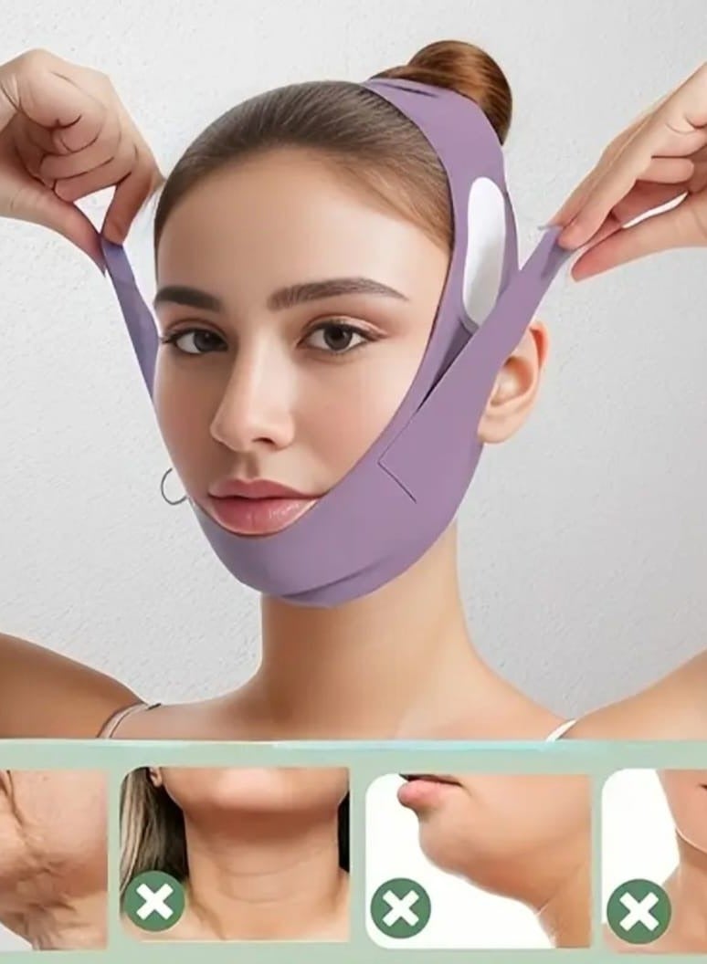 1 Pcs Adjustable V-Line Lifting Face Mask-Reusable, Breathable Facial Shaping Bandage With Ear Holes For Double Chin Reduction & Contour Tightening, Comfortable Fit For All-Day Wear, Face Care Accessories, Double Chin Solution, Fabric Construction