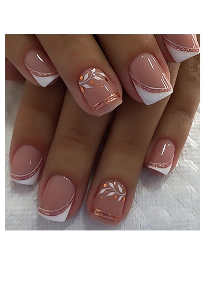 24 Piece Press On Nail,Fashionable And Elegant,Manicure Wearable Fake Nail Stickers Removable Finished Nail Accessories,Fake Acrylic Nails With Kit.