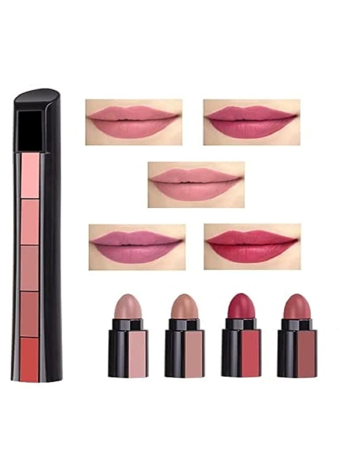 5-in-1 Nude Matte Lipstick – Model 02