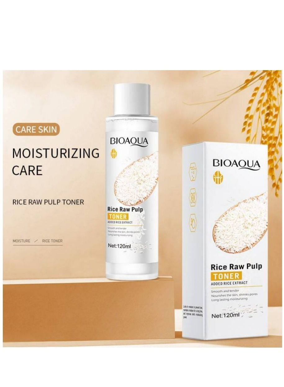 BIOAQUA TONER RICE RAW PULP HYDRATING MOISTURIZING SKIN CARE SOFTENING WATER 120ML