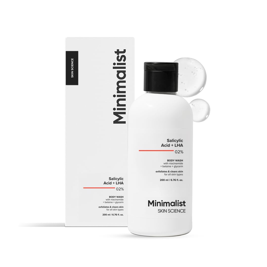 Minimalist 2% Salicylic Acid Body Wash | Acne Body Wash for Exfoliating, Excess Sweat, Rough & Bumpy Skin | Sulphate (SLS), Dye, & Fragrance Free | Shower Gel For Women & Men | 6.76 Fl Oz / 200 ml