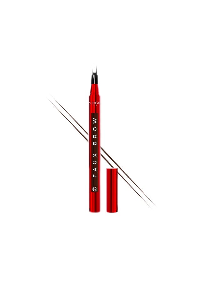 L'Oreal Paris Faux Brow, Hair-Like, Filling Eyebrow Pen with Double-Brush Tip, Fast & Precise Eyebrow Makeup, Dark Brunette