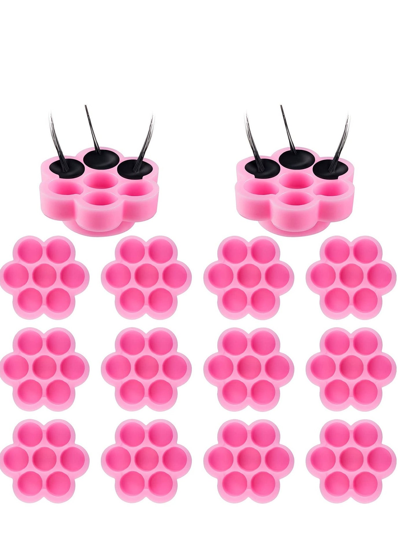 200 pcs Flower Shape Eyelash Glue Cup, Eyelash Extension Glue Holder, Eyelash Glue Pallet Grafting, False Lash Glue Holder for Women Girls Eyelash Glue Cup for Lash Extensions Supplies