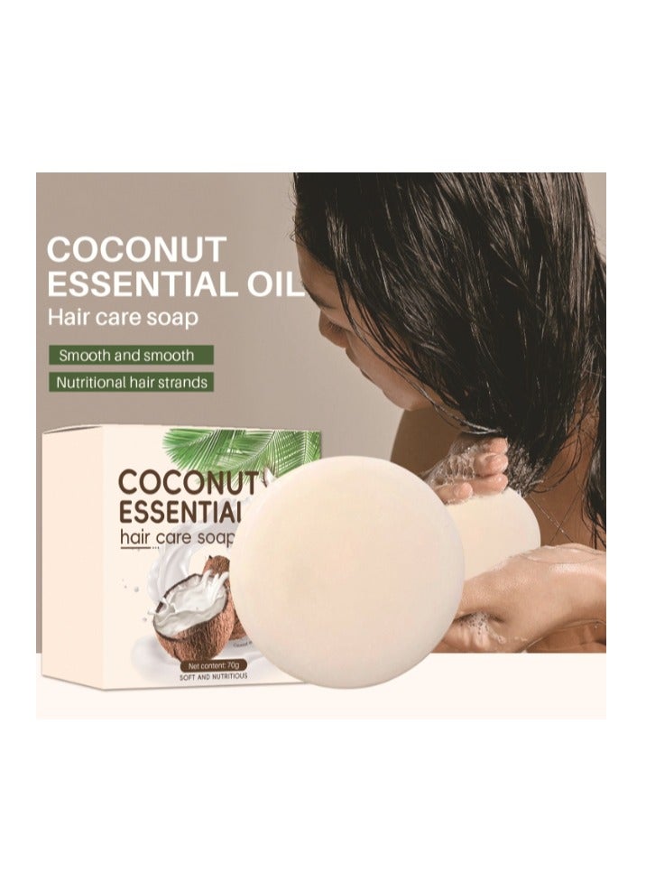 Coconut Shampoo Bar,White Solid Shampoo Bar,Natural Organic Coconut Soap Bar 70g,Deeply Nourishing,Anti Hair Loss Shampoo for Women & Men,With Coconut Oil, Jojoba Oil