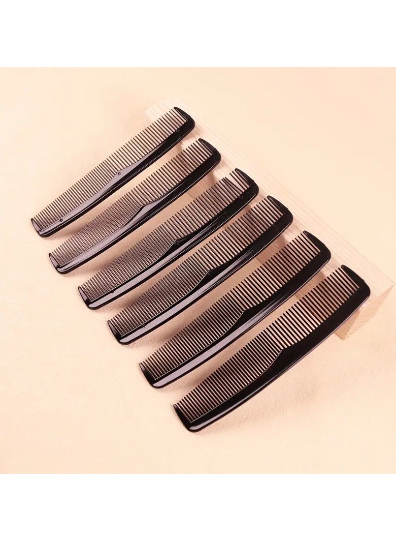 6 pcs Black Fine Comb Pocket Size Hairdressing Comb Plastic Hair Styling Comb For Daily Travel Use Suitable For All Hair Types