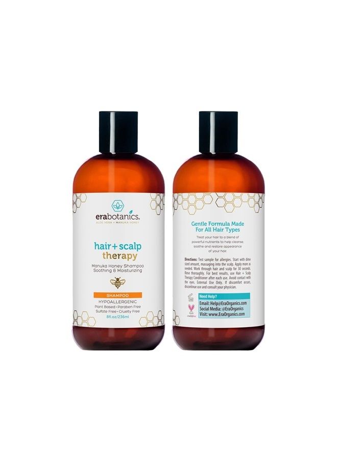 Manuka Honey Dry Scalp Shampoo - Soothing and Moisturizing Shampoo for Dry Scalp and Damaged Hair - Family Friendly Sulfate Free Shampoo Dry Scalp Treatment for Sensitive Skin