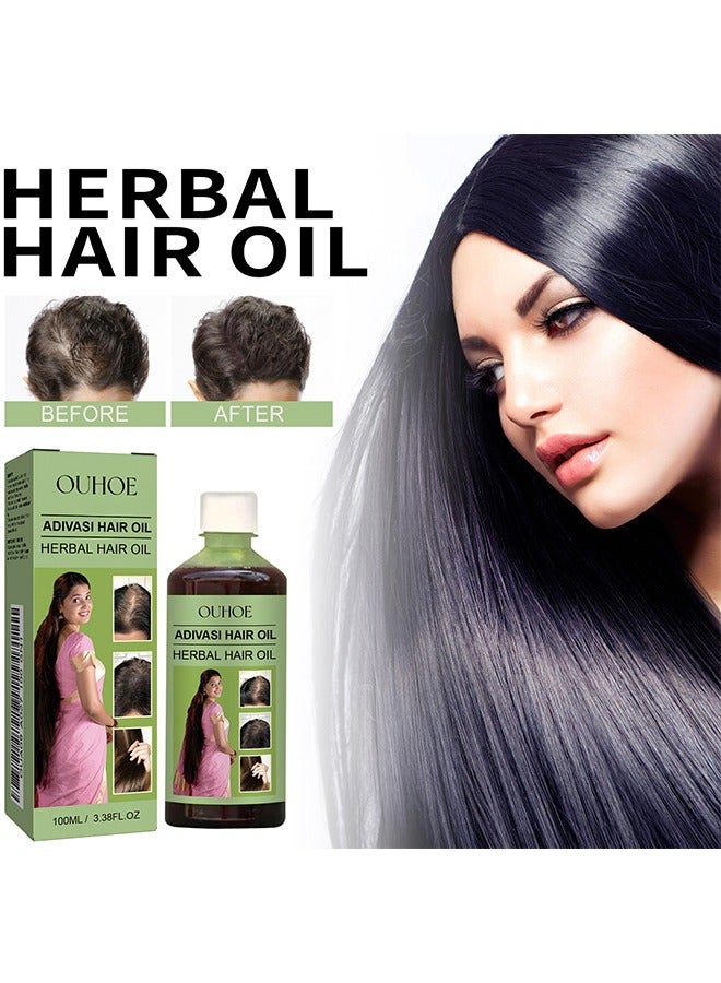 Adivasi Hair Oil Herbal - Original Hair Growth Oil 3 IN 1 Original Hair Adivasi Hair Growth Oil | Ayurvedic Adiwasi Herbal Kesh tel with Natural Rosemary essential & Biotin for Control Hairfall anti dandruff 100ml