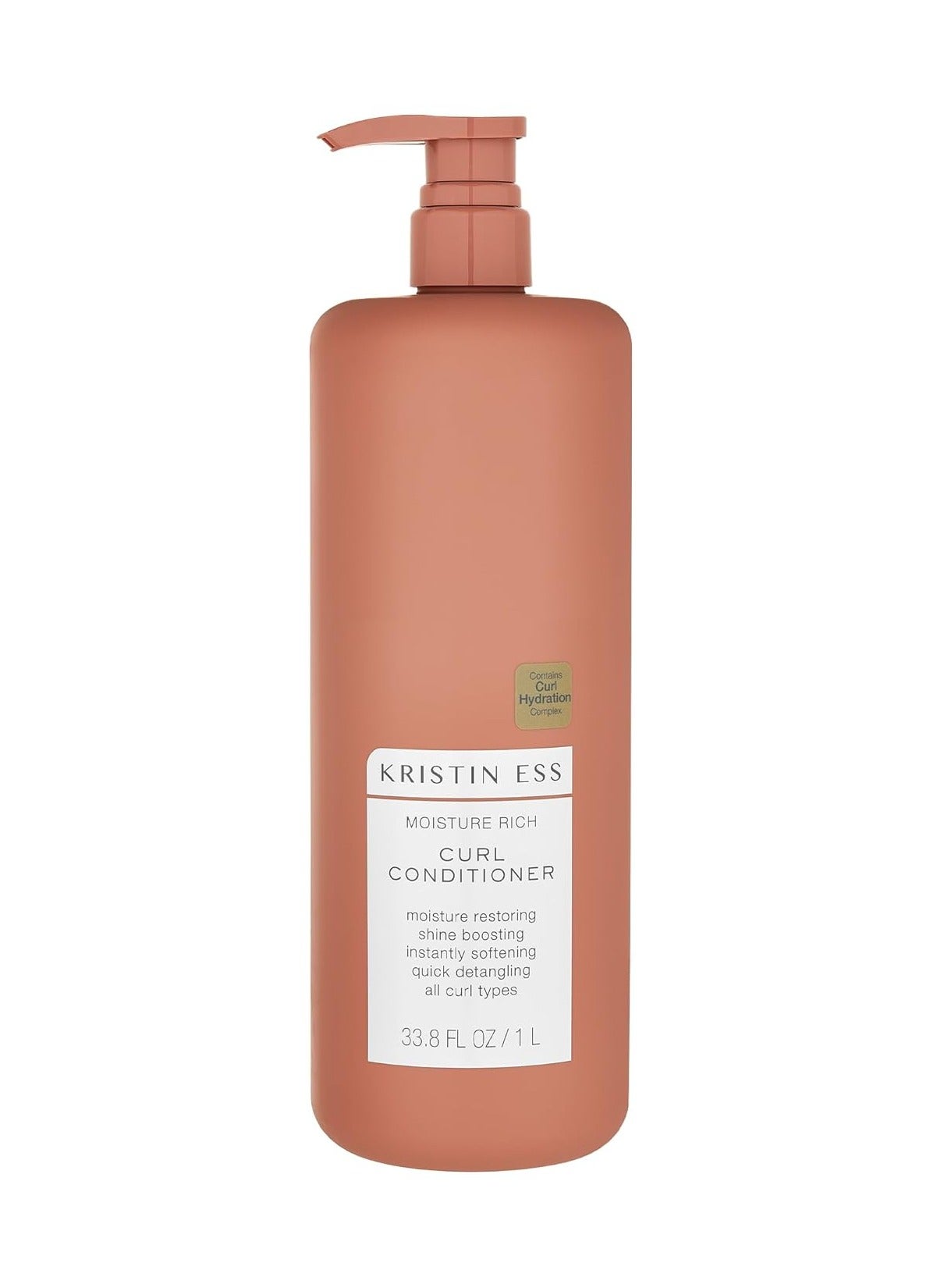 Kristin Ess Hair Moisture Rich Curl Conditioner, 33.8 fl oz, For Curly + Wavy Hair, Detangler, Vegan, Sulfate, Paraben and Silicone Free, Color + Keratin Safe
