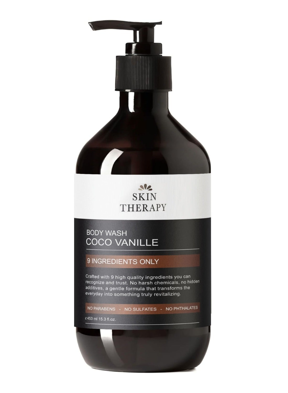 Coco Vanille Body Wash (453ml) - ONLY 9 ingredients, Clean Shower Gel - Gentle Exfoliation & Hydration for Soft, Plush, Glowing Skin - No Sulfates, Parabens or Hormone Disruptors