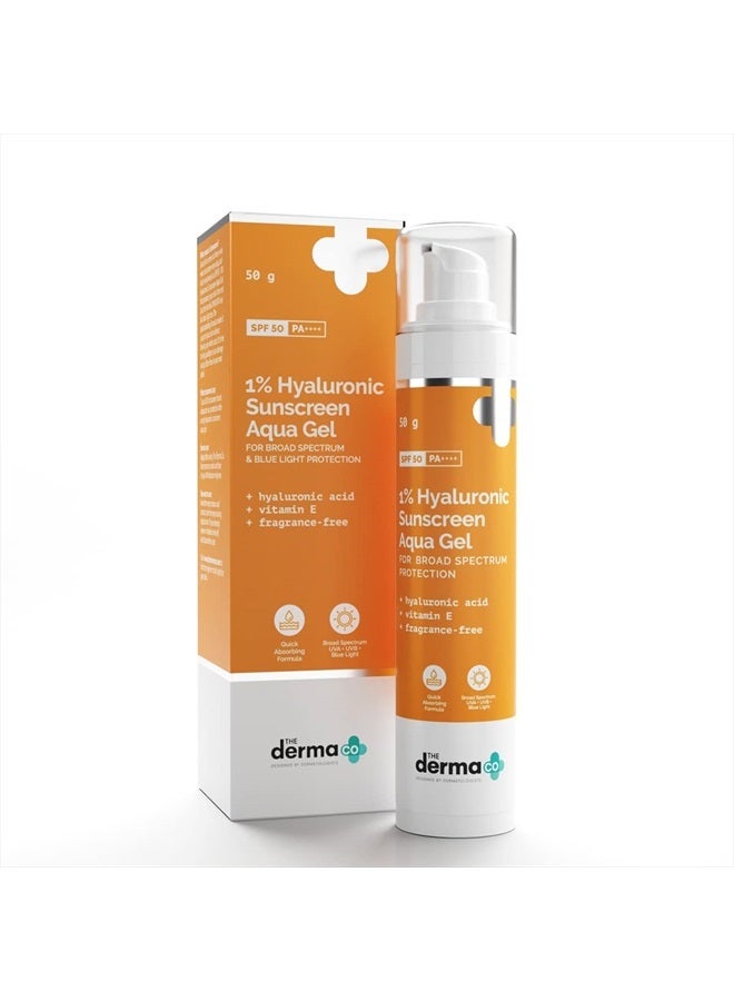 1% Hyaluronic Sunscreen Aqua Ultra Light Gel with SPF 50 PA++++ UV A, UV B & Blue Light Protection 50g