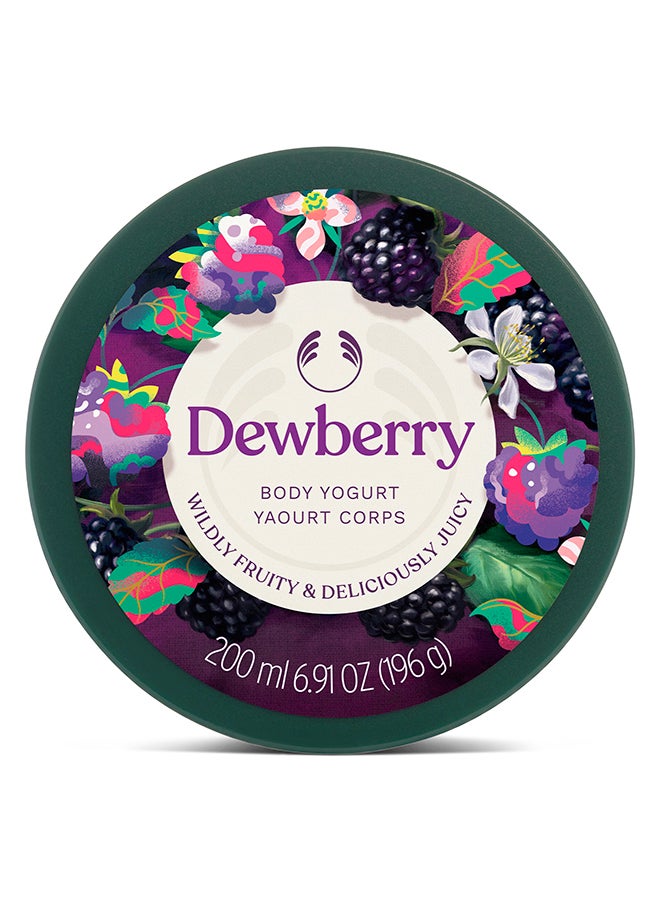 The Body Shop Dewberry Body Yogurt 200ml – Lightweight Glow for Normal Skin, Hyaluronic Acid & Berry, Instant Cooler for Heat Rash Relief 200ml