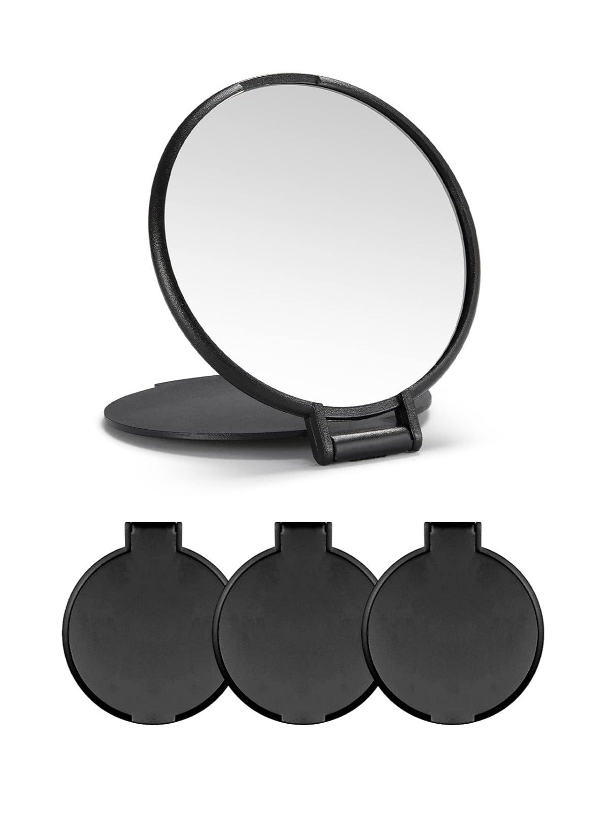 MOMIRA Compact Mirror Bulk Round Makeup Mirror for Purse, Set of 3, 2.6" L x 2.37" W (Black)