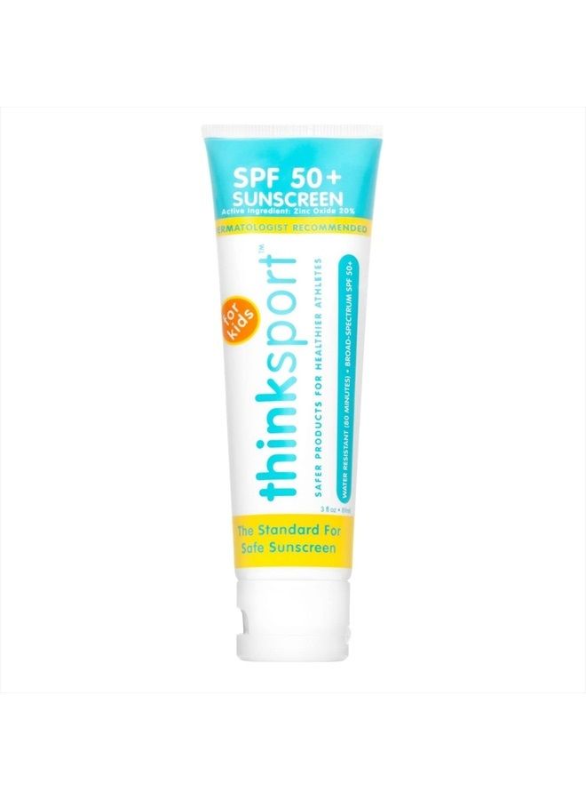 Thinksport Kids SPF 50+ Mineral Sunscreen Safe, Natural Sunblock for Children - Water Resistant Sun Cream Broad Spectrum UVA/UVB Sun Protection Vegan, Reef Friendly Sun Lotion, 3oz