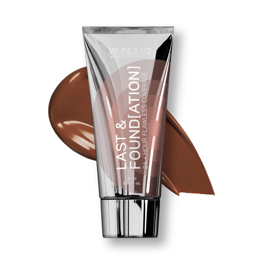 WUNDERBROW Full Coverage Foundation, Last & Found[ation] â€“ Buildable Full Coverage Liquid Foundation For 24+ Hours Wear â€“ Long Lasting, Waterproof, Espresso