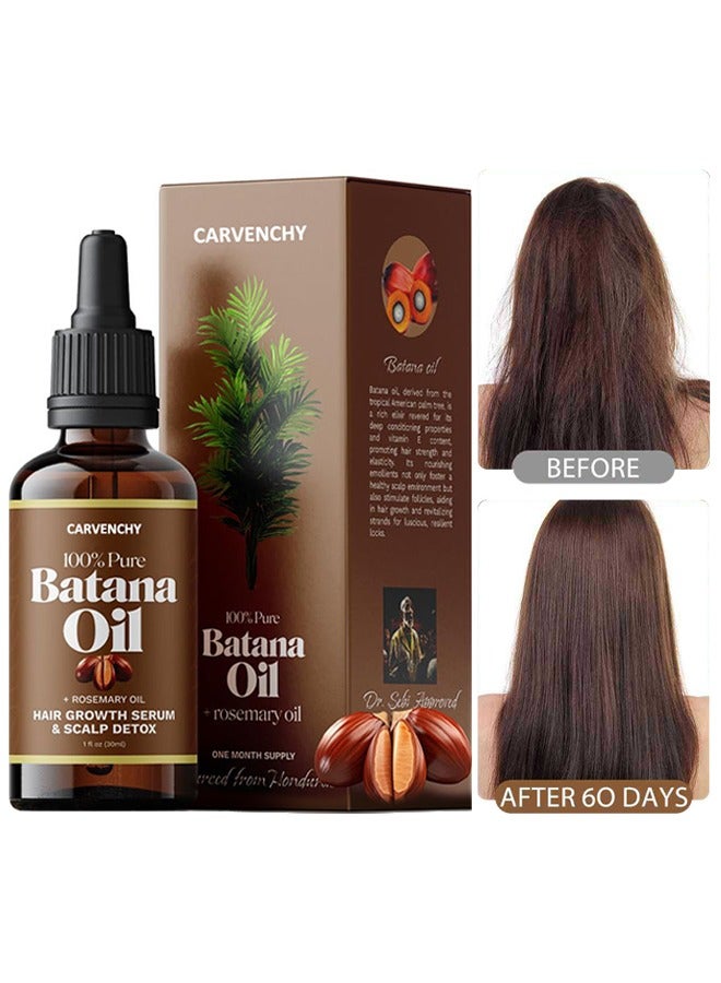 Batana Oil+Rosemary Oil Hair Growth Serum - Nourish Scalp & Detox for Strong & Healthy Hair 100% Organic Batana Oil from Honduras with Rosemary - Reduce Hair Loss & Detox Your Scalp 30ml