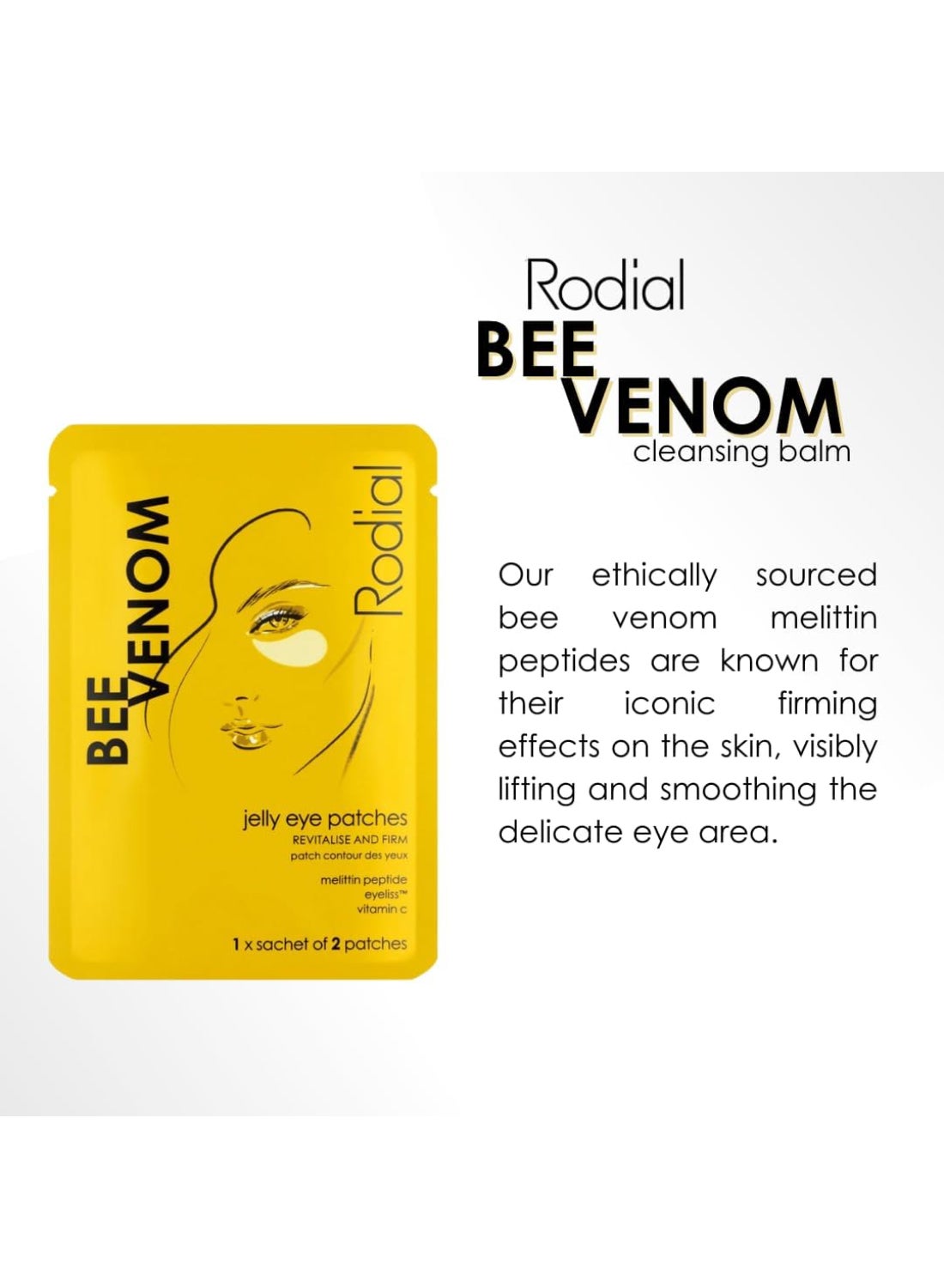 Rodial Bee Venom Jelly Eye Patches Single – Instant Smoothing for Crow's Feet, Bee Venom & Gold, Cooling Jelly for Fine Line Relief 1 Pair - image 3