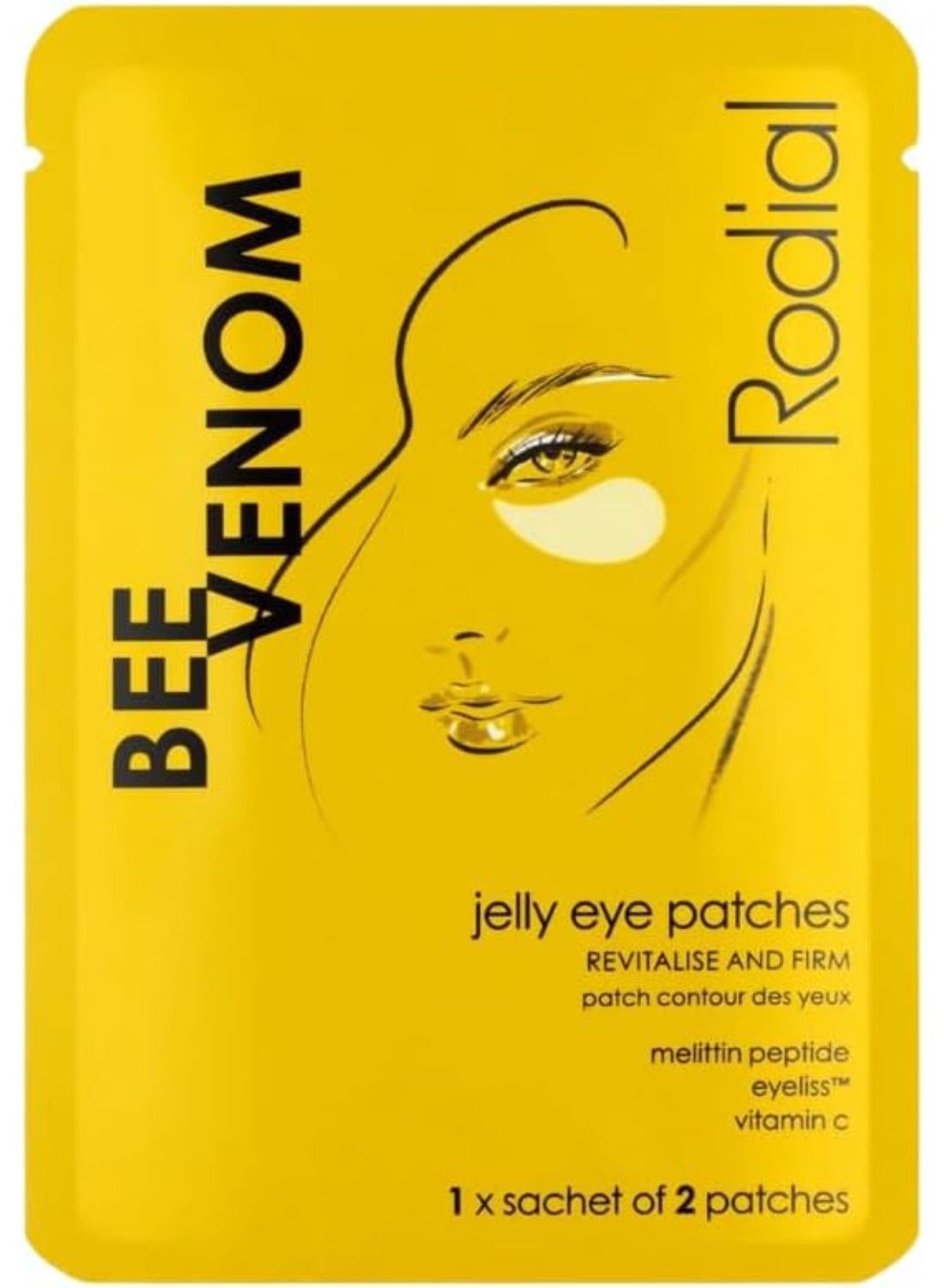 Rodial Bee Venom Jelly Eye Patches Single – Instant Smoothing for Crow's Feet, Bee Venom & Gold, Cooling Jelly for Fine Line Relief 1 Pair