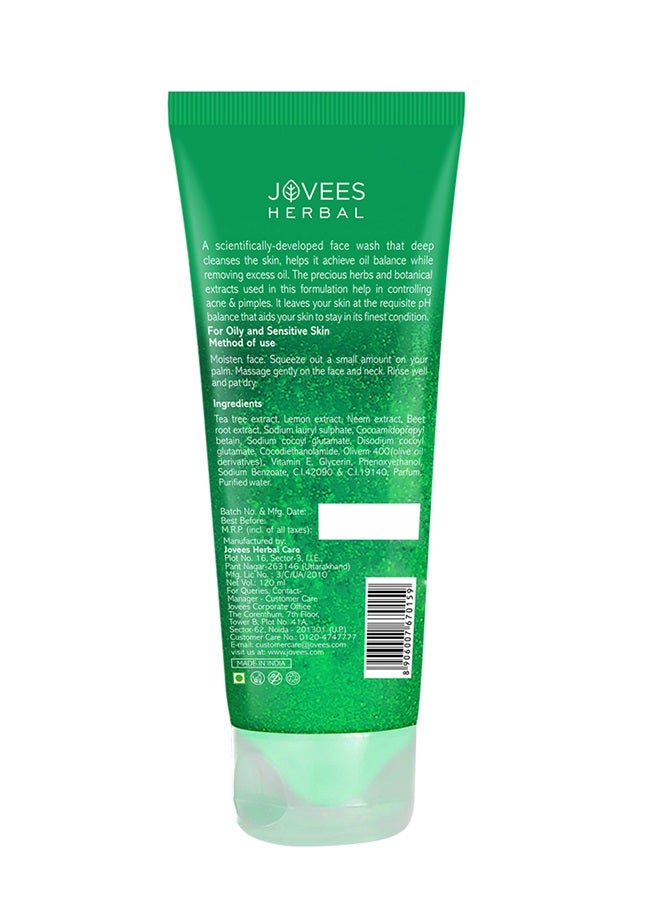 Jovees Herbal Tea Tree Oil Control Face Wash 120ml | Paraben & Alcohol-Free | Controls Oil, Prevents Breakouts | For Oily & Sensitive Skin - image 2