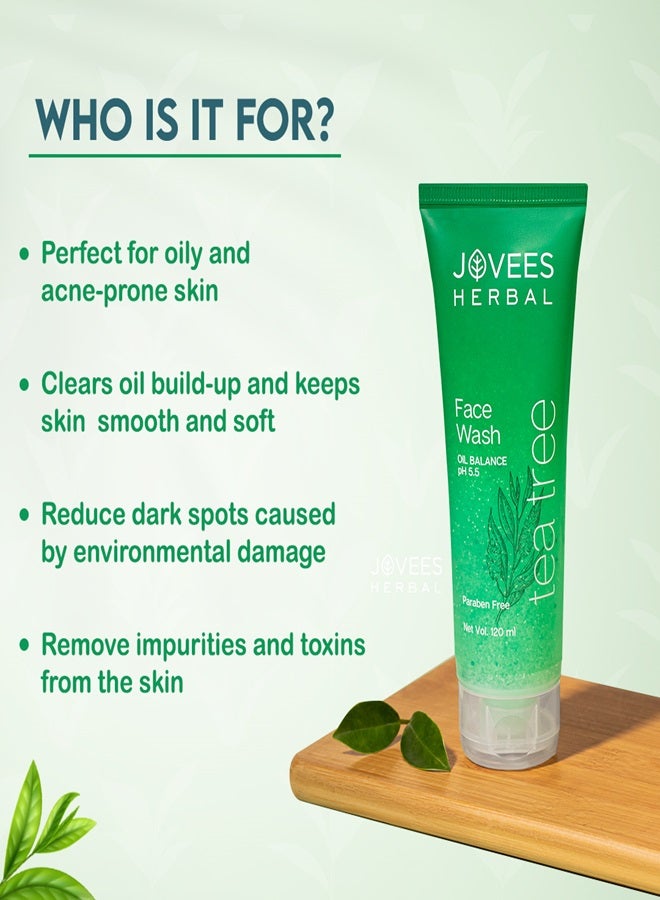 Jovees Herbal Tea Tree Oil Control Face Wash 120ml | Paraben & Alcohol-Free | Controls Oil, Prevents Breakouts | For Oily & Sensitive Skin - image 6
