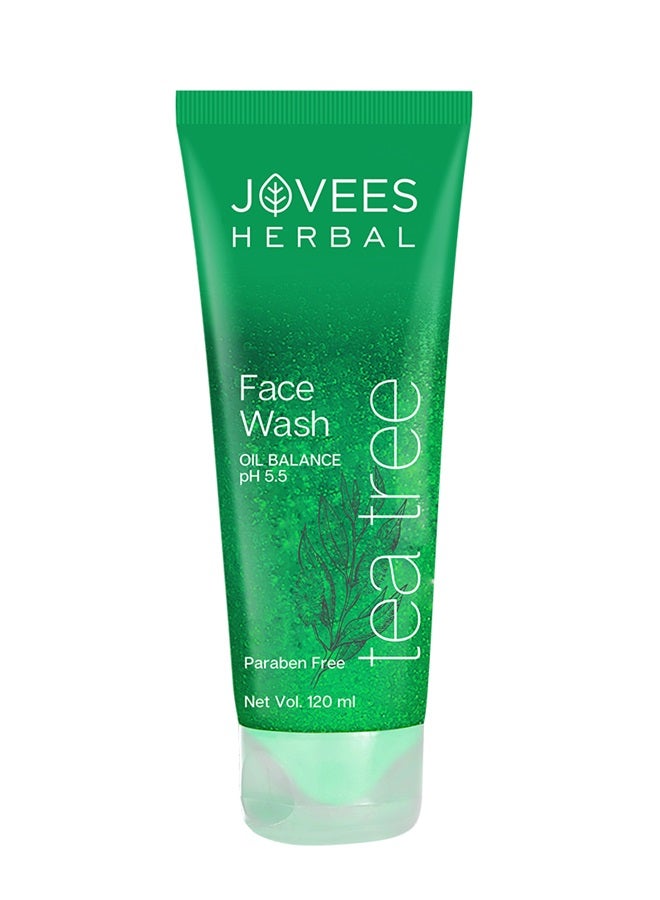 Jovees Herbal Tea Tree Oil Control Face Wash 120ml | Paraben & Alcohol-Free | Controls Oil, Prevents Breakouts | For Oily & Sensitive Skin