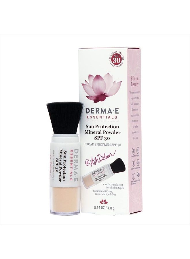 DERMA E Sun Protection Mineral Powder SPF 30 – All Natural Matte Face Powder Sunscreen – Non-Nano Zinc Oxide Powder Mineral Makeup with UVA/UVB Sun Protection, 0.14oz