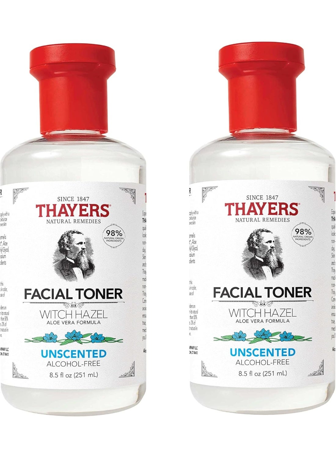 Thayers Alcohol-Free Unscented Witch Hazel Facial Toner with Aloe Vera – Hydrating, pH-Balancing, Vegan, Dermatologist Tested, Reduces Pores, 8.5 fl oz (Pack of 2)