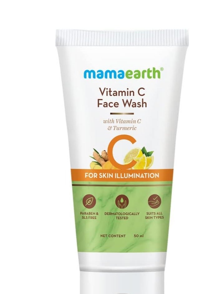 Mamaearth Vitamin C Face Wash with Vitamin C and Turmeric for Skin Illumination - 50 ml
