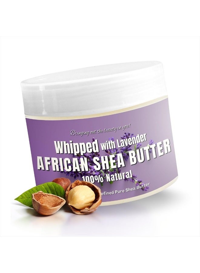 Whipped Shea Butter Lavender - 100% Pure and Natural African Shea Butter - Ultimate Handcrafted Moisturizer with Essential Vitamins for Radiant Skin and Luscious Hair - 12oz Jar