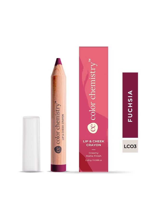 Color Chemistry Fuchsia Lip And Cheek Crayon - 2.49 g, Vegan, Ultra-Matte, Non-Drying, Pigmented And Long-Stay Lipstick, Multi-Use Lip Crayon