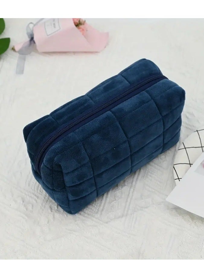 Makeup Bag Zipper Pouch Small Checkered Cosmetic Bag Travel Storage Organizer Toiletry Bag Large Capacity