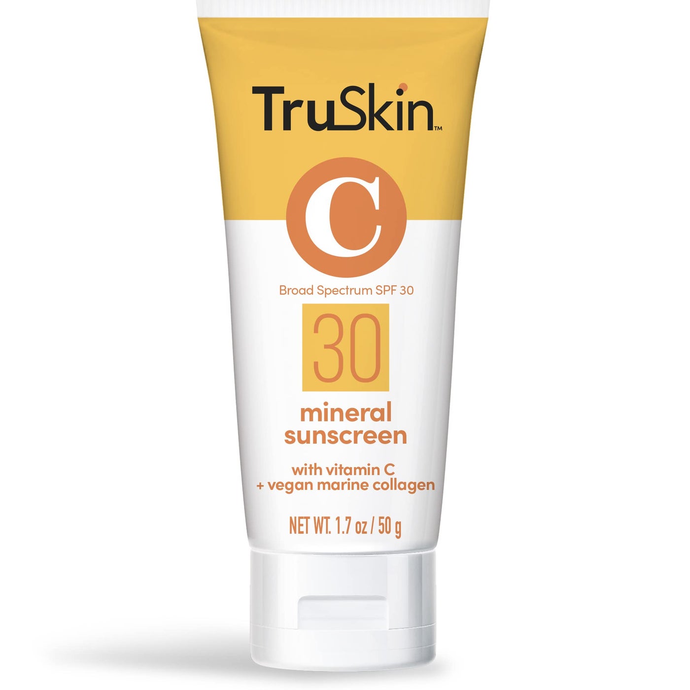TruSkin Mineral Sunscreen SPF 30 â€“ Broad Spectrum Mineral Sunscreen for Face with Zinc Oxide, Vitamin C & Vegan Marine Collagen â€“ Lightweight SPF for Sensitive Skin, 1.7 fl oz