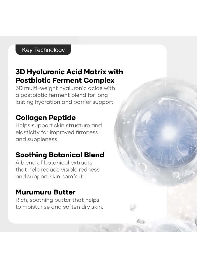 Derma Rescue Cream Hydrating Face Moisturiser for Dry, Dehydrated & Sensitive Skin | 3D Hyaluronic Acid Matrix + Collagen Peptide + Postbiotics | Barrier Repair, Long-Lasting Hydration | 17g - image 4