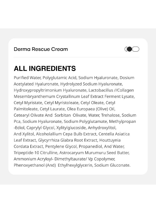 Derma Rescue Cream Hydrating Face Moisturiser for Dry, Dehydrated & Sensitive Skin | 3D Hyaluronic Acid Matrix + Collagen Peptide + Postbiotics | Barrier Repair, Long-Lasting Hydration | 17g - image 7