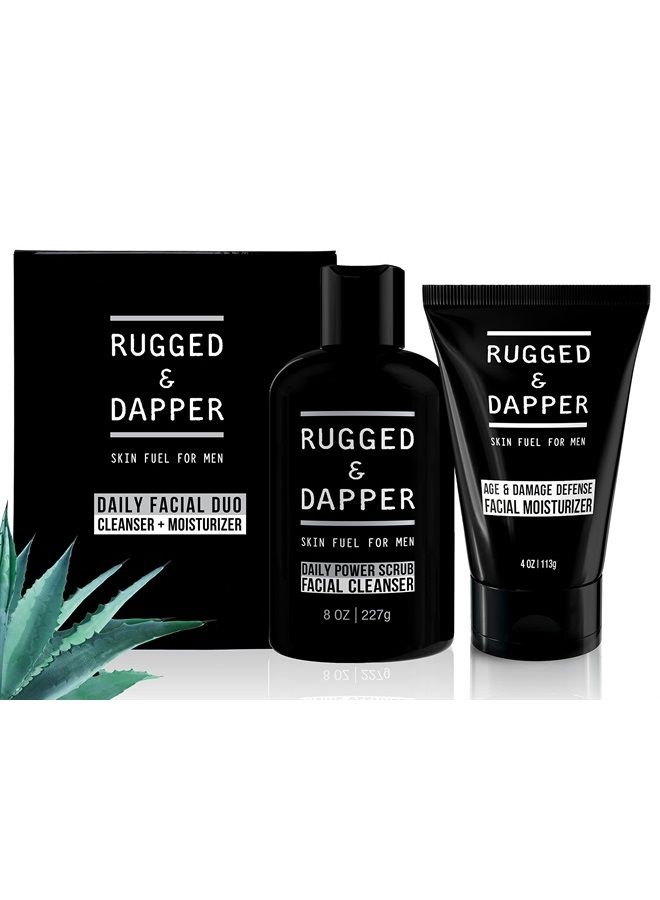 Daily Duo Skincare Set for Men | Includes Age + Damage Defense Moisturizer & Daily Power Scrub Face Wash