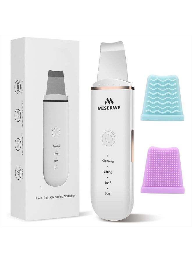 Skin Scrubber Face Skin Spatula Facial Scrubber Spatula for Deep Cleansing Blackhead Remover Pore Cleaner Face Beauty Lifting Tool with 4 Modes(White)