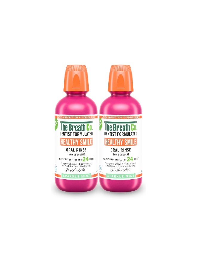 The Breath Co. Healthy Gums Sparkle Mint Mouthwash (Pack of 2) | Alcohol-Free Oral Rinse | 24H Fresh Breath & Gum Care | Dentist Formulated | 500ml Each