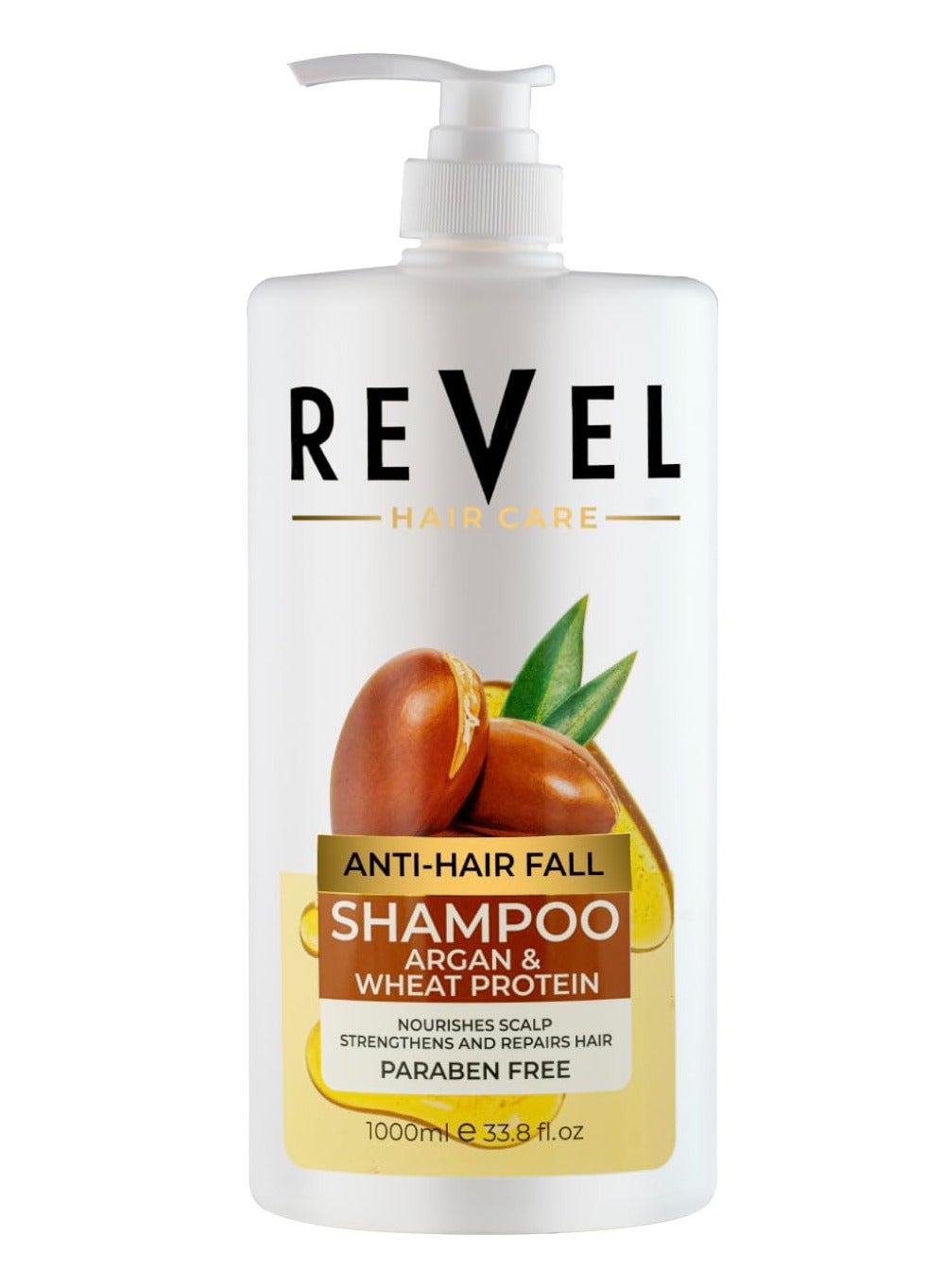 Revel Hair Care Anti Hair Fall Argan & Wheat Protein Shampoo 1000ml For Men & Women, Paraben Free