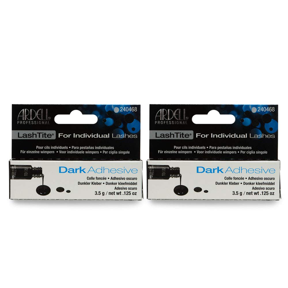 Ardell LashTite Adhesive Dark for Individual Fake Lashes, Secures False Eyelashes Extension for Weeks .125 Oz, 2 Pack