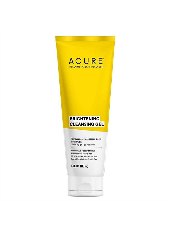 Brightening Cleansing Gel, 100% Vegan for A Brighter Appearance, Pomegranate, Blackberry & Acai, Antioxidant, Rich & Super Gentle, All Skin Types, Superfruit + Chlorella, 4 Fl Oz