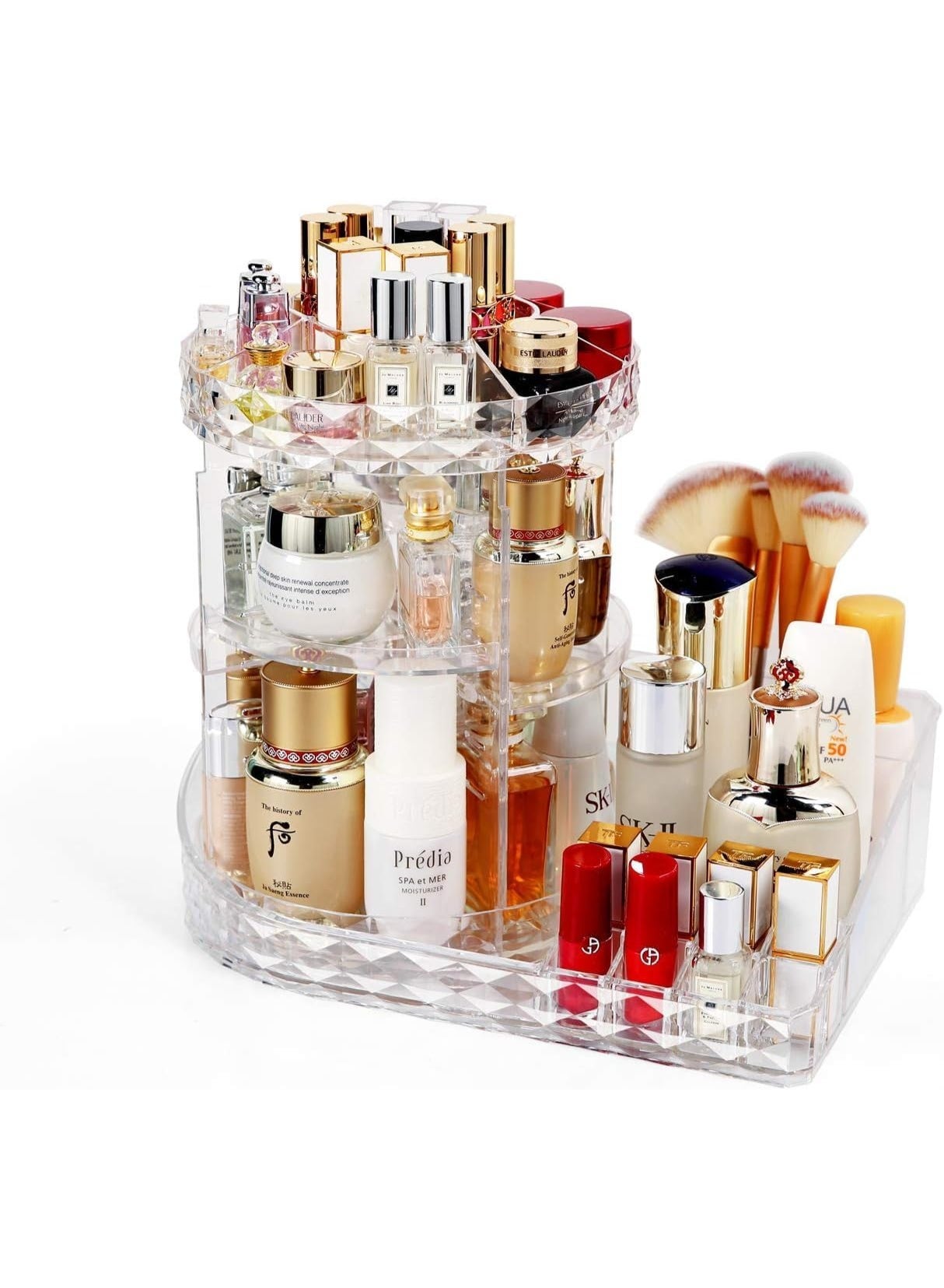Makeup Organizer, 360° Rotating Adjustable Cosmetic Storage Display Case With 7 Layers Large Capacity For Skin Care, Cosmetic Brush, Lipstick And Nail Polish (Clear)