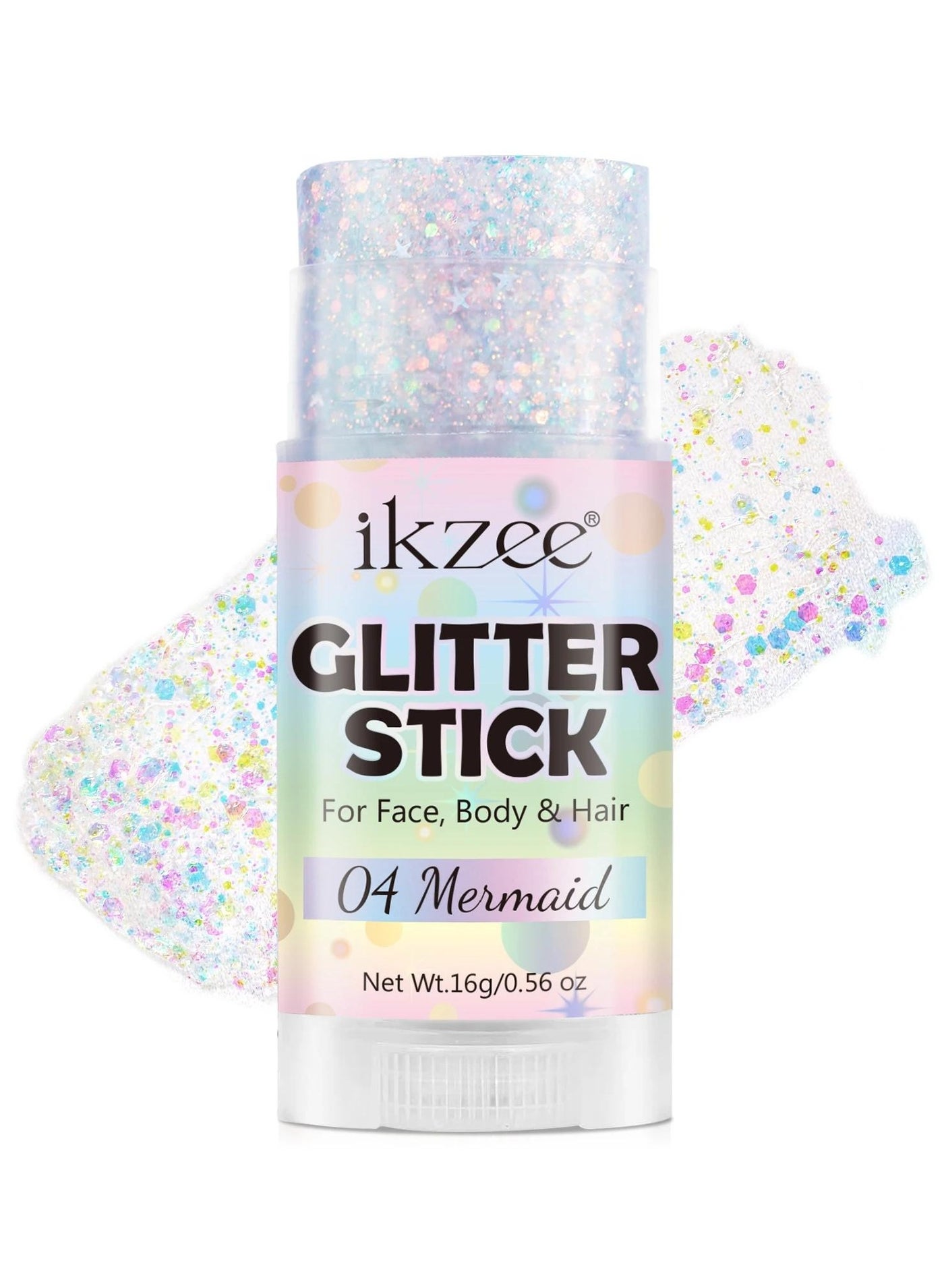 Body Glitter Gel Stick for Women & Girls Easy to Apply & Remove Festival Glitter Liquid Eyeshadow Mermaid Sequins Chunky Glitter Gel Cosmetic for Body Face Hair Nails Makeup No.04