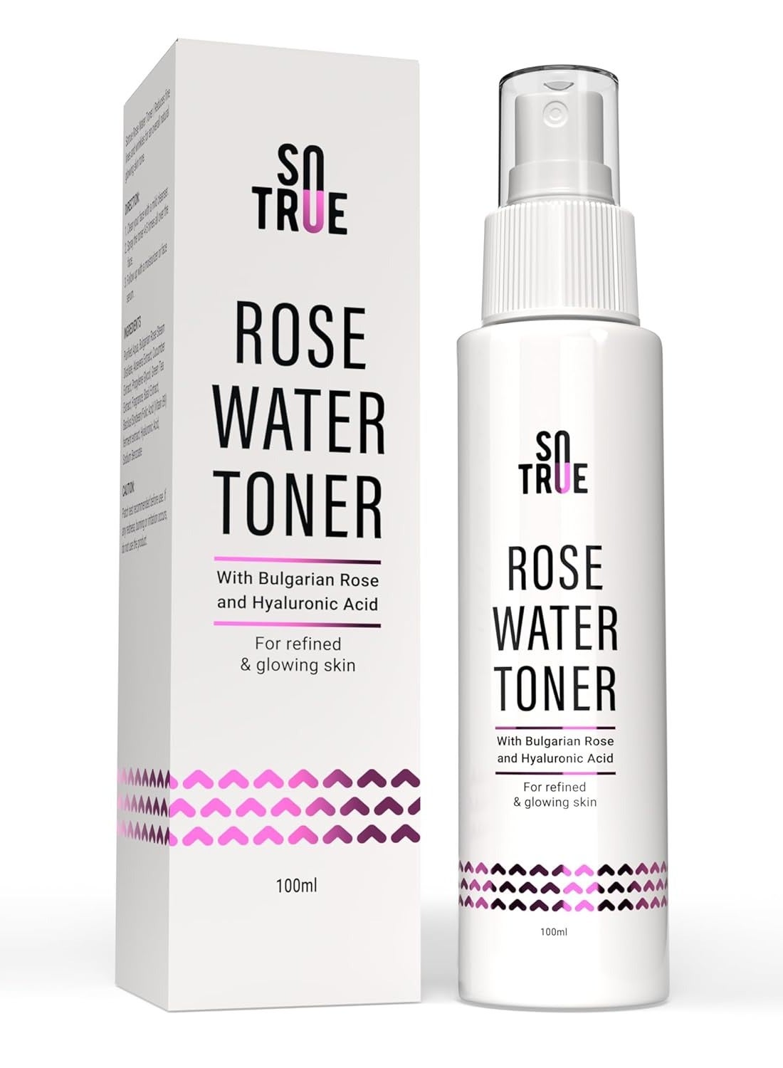 Sotrue Rose Water Spray For Face | Alcohol Free Face Toner with Bulgarian Rose & Hyaluronic Acid 100ml | Skin Refining, Pore Tightening | Suitable for Oily, Acne Prone, Dry and Normal Skin