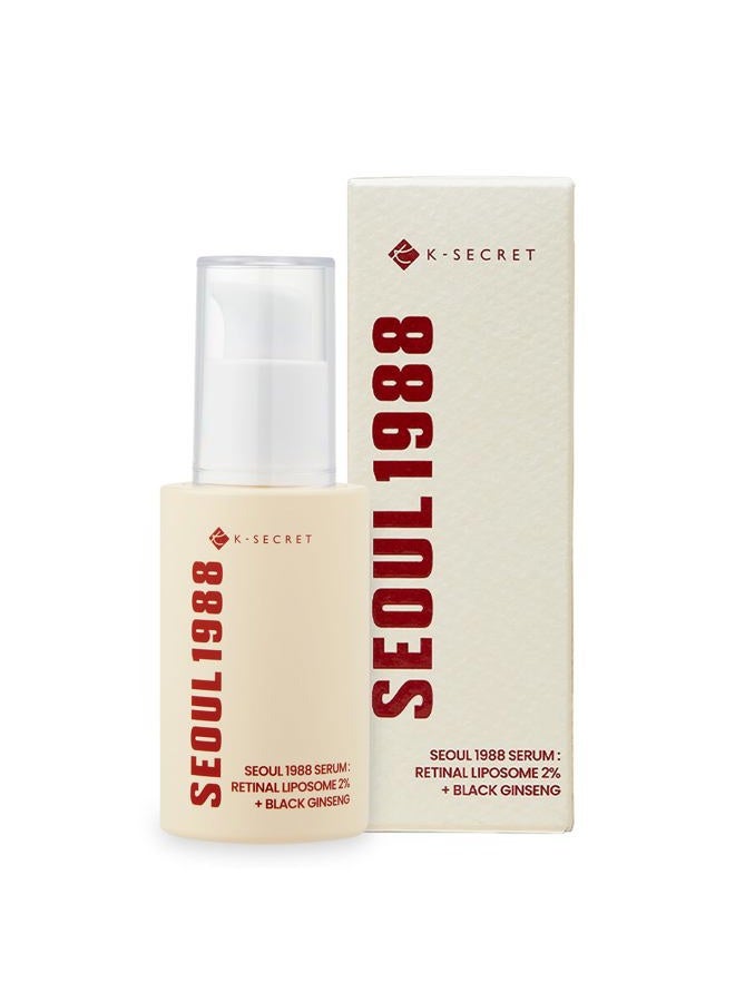 SEOUL 1988 Retinal Serum: Retinol Serum for Face Anti Aging Wrinkle Care - 2% Retinal Liposome Black Ginseng Niacinamide Bakuchiol Vitamin C & 3 Peptides - Korean Skincare Fragrance Free 30mL