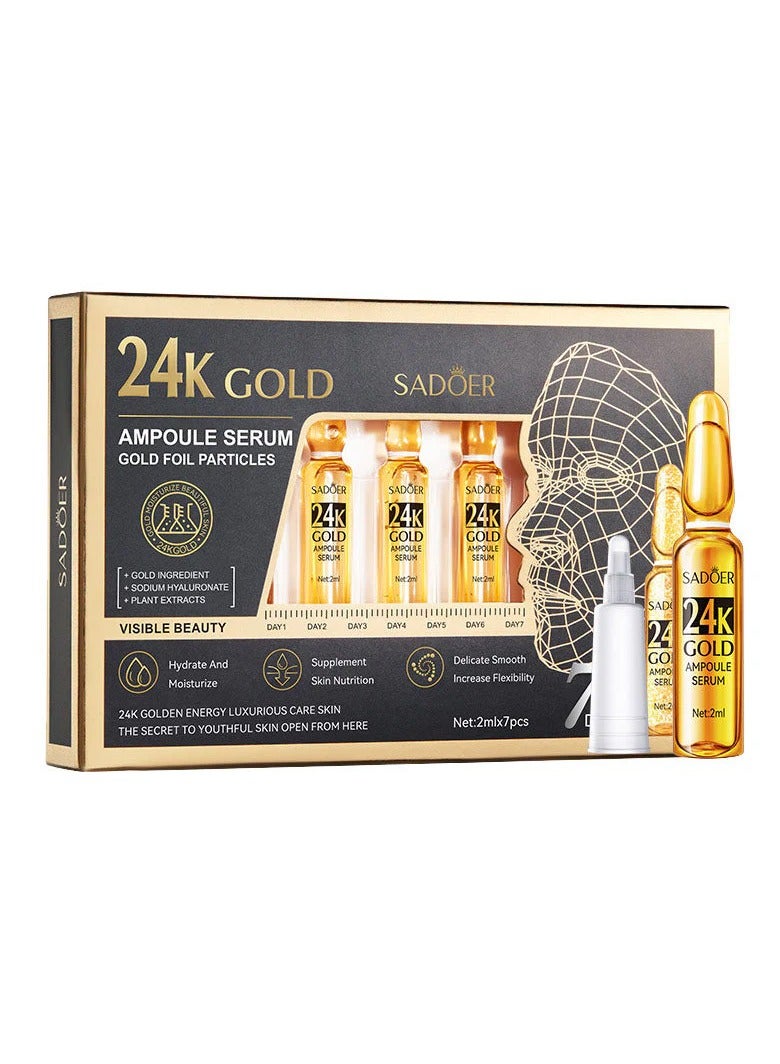 24k gold ampoule erum gold foil particles gold incredient for korean glass skin effect 7 days magic (2ml*7)