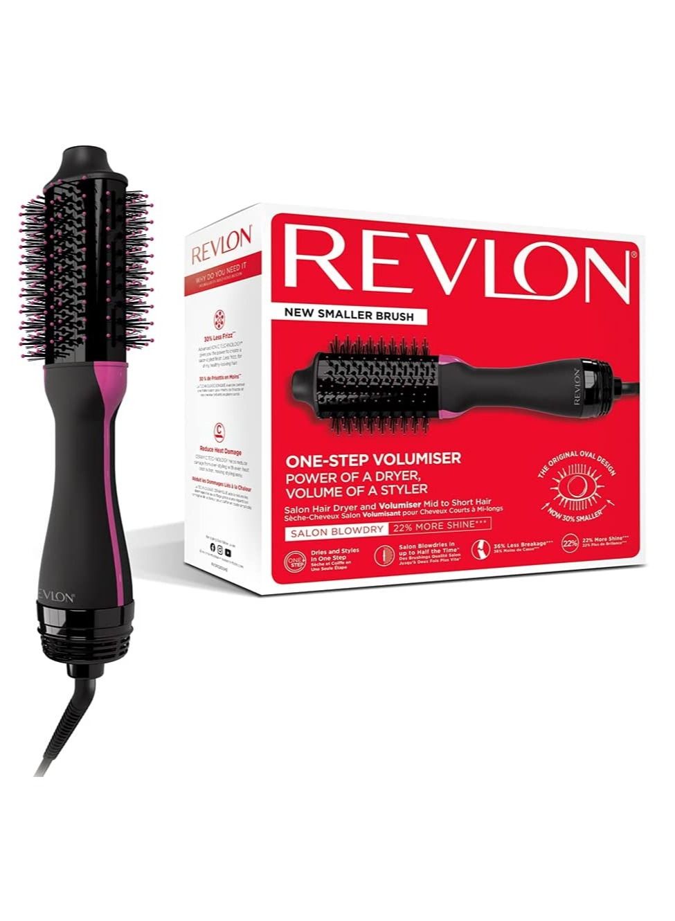Hair dryer and volumiser for medium to short hair new smaller brush black
