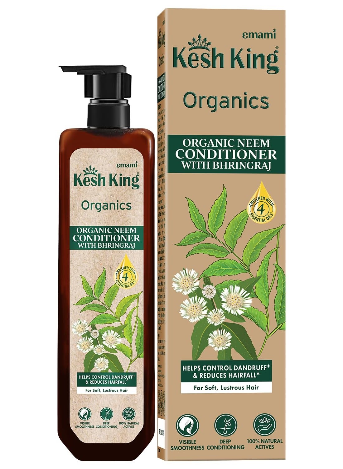 Organics Anti Dandruff Conditioner with Organic Neem & Bhringraj, Reduces Hairfall & Revitalizes Scalp for Visibly Soft & Smooth Hair, 200ml