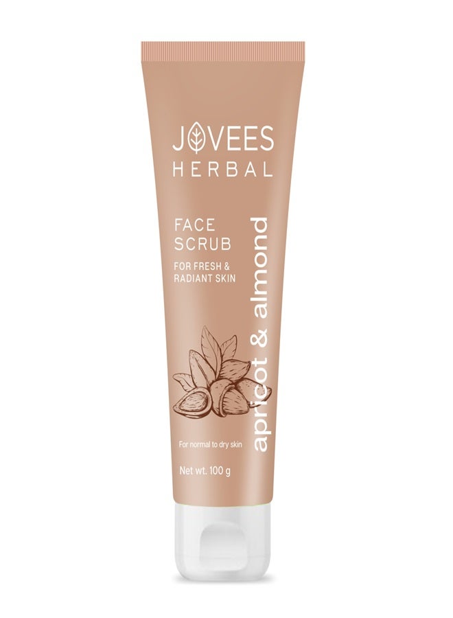 Jovees Herbal Apricot & Almond Facial Scrub 100ml | With Wheatgerm Oil | Removes Dead Skin Cells, Improves Skin Firmness | For Normal To Dry Skin