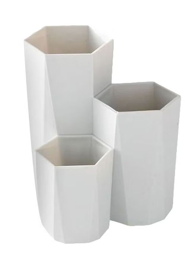 3 In 1 Makeup Brush Storage Box White